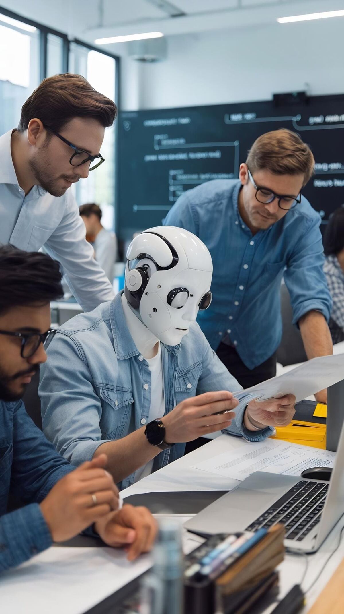 Team im KI-Workshop an eigenen Aufgaben